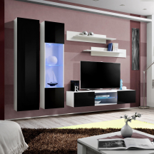 Meblościanka z oświetleniem O5 Biały / Czarny Połysk FLY BIAŁY / CZARNY POŁYSK Podstawowe