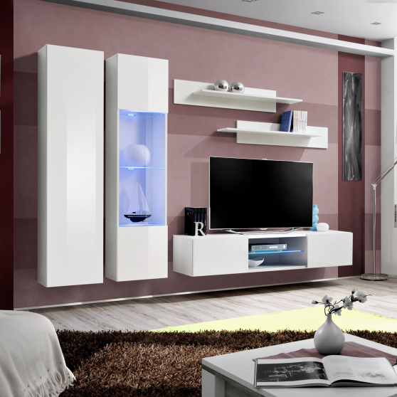 Meblościanka z oświetleniem O5 Biały / Biały Połysk FLY BIAŁY / BIAŁY POŁYSK Podstawowe