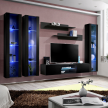 Meblościanka z oświetleniem P2 Czarny / Czarny Połysk FLY CZARNY / CZARNY POŁYSK Podstawowe