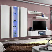 Meblościanka z oświetleniem P4 Biały / Biały Połysk FLY BIAŁY / BIAŁY POŁYSK Podstawowe