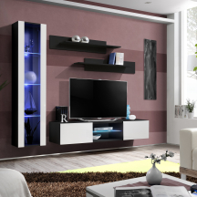 Meblościanka z oświetleniem R2 Czarny / Biały Połysk FLY CZARNY / BIAŁY POŁYSK Podstawowe