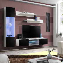 Meblościanka z oświetleniem R3 Biały / Czarny Połysk FLY BIAŁY / CZARNY POŁYSK Podstawowe