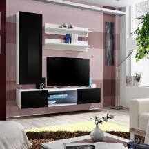 Meblościanka z oświetleniem S1 Biały / Czarny Połysk FLY BIAŁY / CZARNY POŁYSK Podstawowe