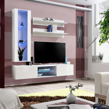 Meblościanka z oświetleniem S2 Biały / Biały Połysk FLY BIAŁY / BIAŁY POŁYSK Podstawowe