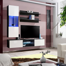 Meblościanka z oświetleniem S3 Czarny / Biały Połysk FLY CZARNY / BIAŁY POŁYSK Podstawowe