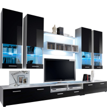 Meblościanka DORADE Biały Mat / Czarny Połysk Podstawowe