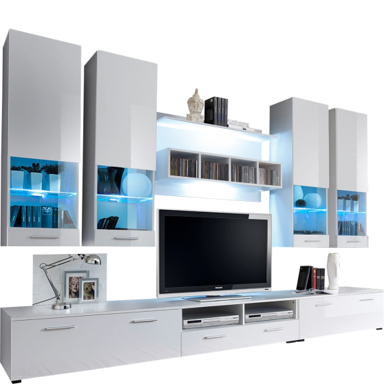 Meblościanka DORADE Biały Mat / Biały Połysk Podstawowe