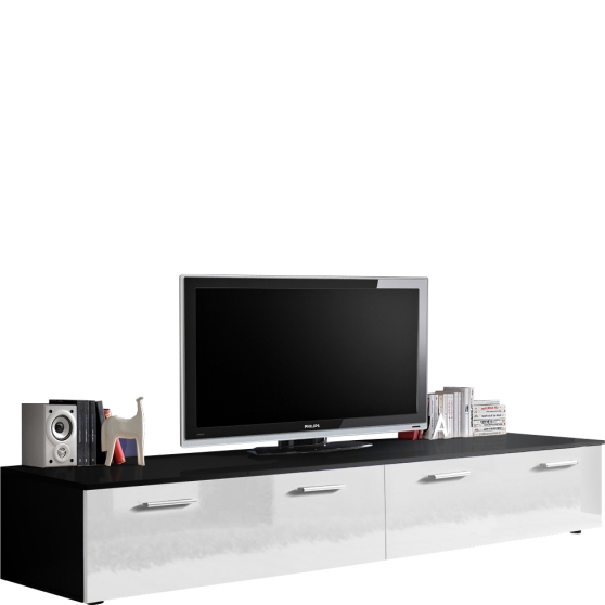 Szafka RTV DUO Czarny Mat / Biały Połysk Podstawowe