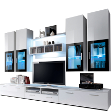 Meblościanka LYRA Biały Mat / Biały Połysk Podstawowe