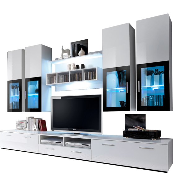 Meblościanka LYRA Biały Mat / Biały Połysk Podstawowe