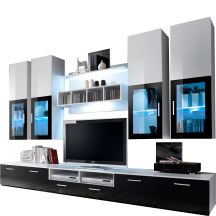 Meblościanka LYRA Biały Mat / Czarny Połysk Podstawowe