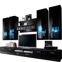 Meblościanka LYRA Czarny Mat / Czarny Połysk Podstawowe