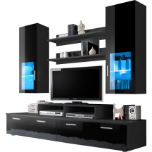 Meblościanka MINI Czarny Mat / Czarny Połysk Podstawowe