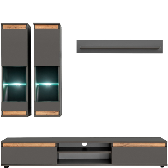 Meblościanka MODO Antracyt / Dąb Wotan Podstawowe