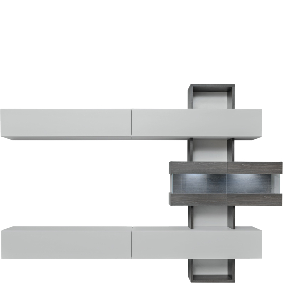 Meblościanka TOKYO Dąb Grafit / Perla Grey Podstawowe