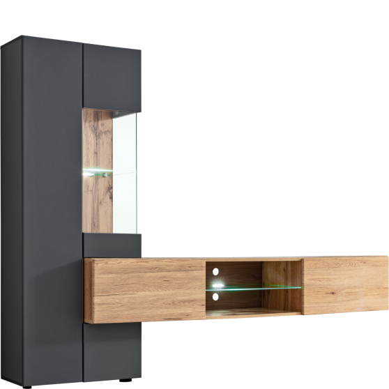 Meblościanka TRY Antracyt / Dąb Wotan Podstawowe