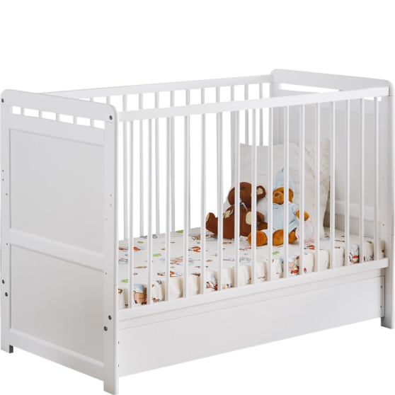 Łóżeczko niemowlęce TYMEK II Plus z materacem i szufladą Podstawowe