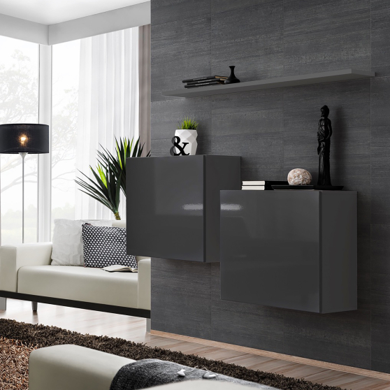 Zestaw dwóch komód SB1 Grafit Mat / Grafit Połysk SWITCH GRAFIT Podstawowe
