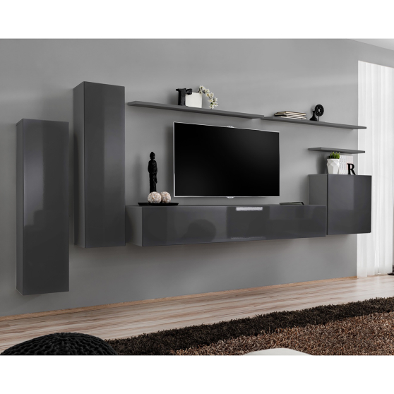 Meblościanka SWITCH SW 1 Grafit Mat / Grafit Połysk SWITCH GRAFIT Podstawowe