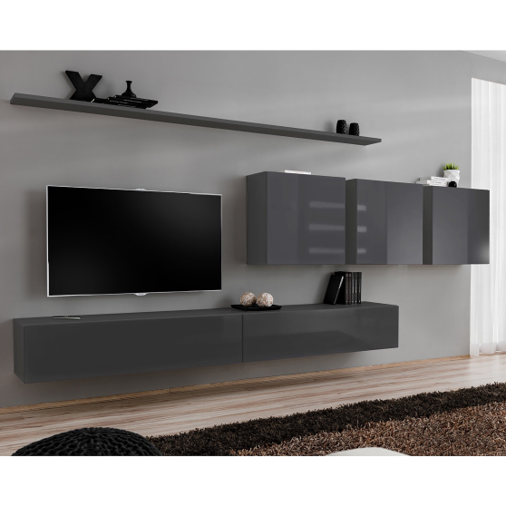 Meblościanka SWITCH SW 7 Grafit Mat / Grafit Połysk SWITCH GRAFIT Podstawowe