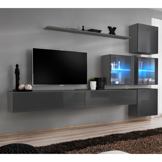 Meblościanka SWITCH SW 19 Grafit Mat / Grafit Połysk SWITCH GRAFIT Podstawowe