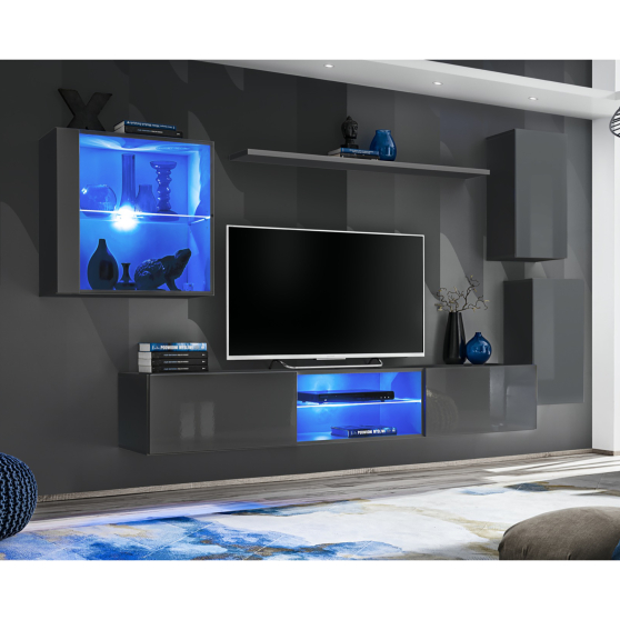 Meblościanka SWITCH SW 23 Grafit Mat / Grafit Połysk SWITCH GRAFIT Podstawowe