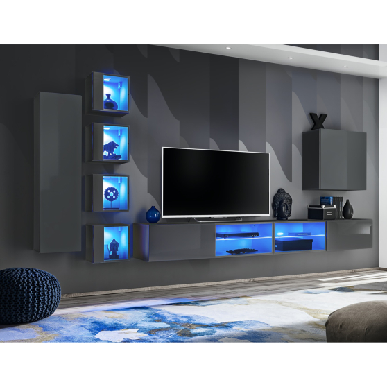 Meblościanka SWITCH SW 26 Grafit Mat / Grafit Połysk SWITCH GRAFIT Podstawowe