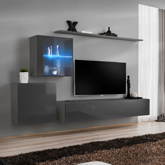 Meblościanka SWITCH SW 15 Grafit Mat / Grafit Połysk SWITCH GRAFIT Podstawowe