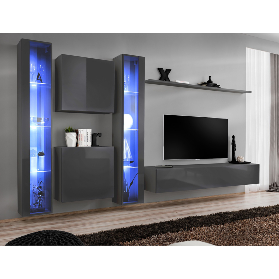 Meblościanka SWITCH SW 16 Grafit Mat / Grafit Połysk SWITCH GRAFIT Podstawowe