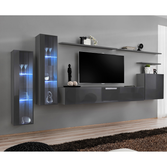 Meblościanka SWITCH SW 11 Grafit Mat / Grafit Połysk SWITCH GRAFIT Podstawowe