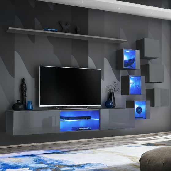 Meblościanka SWITCH SW 21 Grafit Mat / Grafit Połysk SWITCH GRAFIT Podstawowe