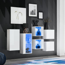 Zestaw szafek wiszących z oświetleniem SB4 Biały / Biały Połysk SWITCH BIAŁY Podstawowe