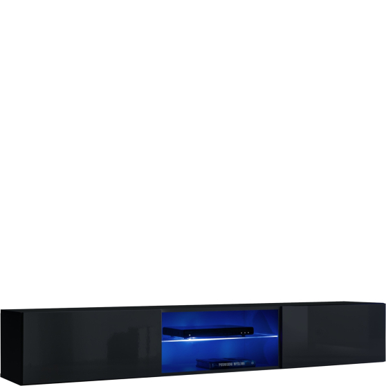 Szafka RTV 3 z oświetleniem Czarny / Czarny Połysk SWITCH CZARNY Podstawowe