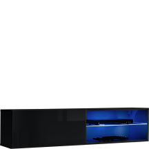 Szafka RTV 4 z oświetleniem Czarny / Czarny Połysk SWITCH CZARNY Podstawowe