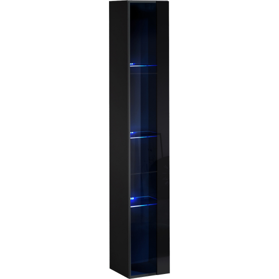 Witryna wisząca wysoka WW 1 z oświetleniem Czarny / Czarny Połysk SWITCH CZARNY Podstawowe