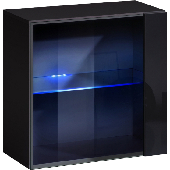 Witryna wisząca WW 3 z oświetleniem Czarny / Czarny Połysk SWITCH CZARNY Podstawowe