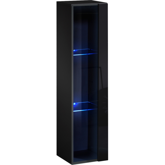 Witryna wisząca wysoka WW 2 z oświetleniem Czarny / Czarny Połysk SWITCH CZARNY Podstawowe