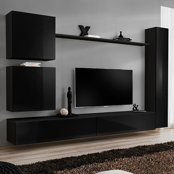 Meblościanka SWITCH SW 8 Czarny / Czarny Połysk SWITCH CZARNY Podstawowe