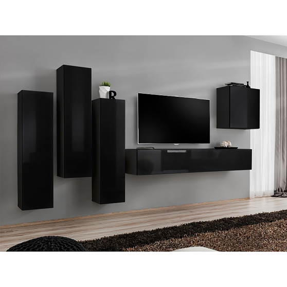 Meblościanka SWITCH SW 3 Czarny / Czarny Połysk SWITCH CZARNY Podstawowe