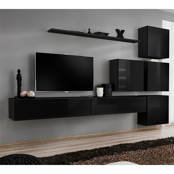 Meblościanka SWITCH SW 9 Czarny / Czarny Połysk SWITCH CZARNY Podstawowe