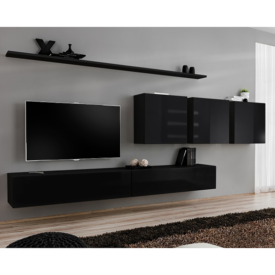 Meblościanka SWITCH SW 7 Czarny / Czarny Połysk SWITCH CZARNY Podstawowe