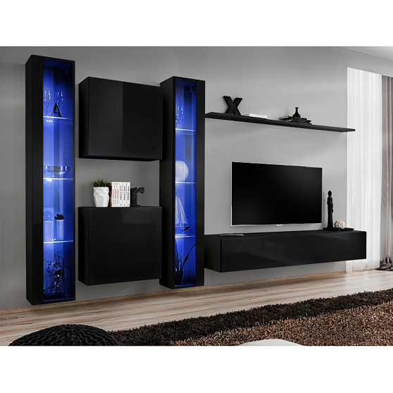 Meblościanka SWITCH SW 16 Czarny / Czarny Połysk SWITCH CZARNY Podstawowe