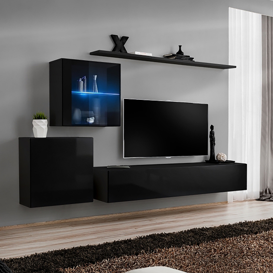 Meblościanka SWITCH SW 15 Czarny / Czarny Połysk SWITCH CZARNY Podstawowe