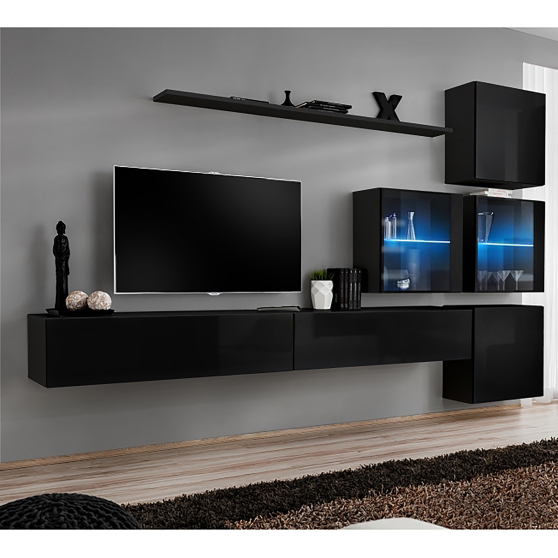 Meblościanka SWITCH SW 19 Czarny / Czarny Połysk SWITCH CZARNY Podstawowe