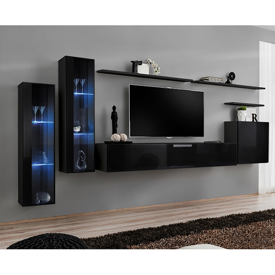 Meblościanka SWITCH SW 11 Czarny / Czarny Połysk SWITCH CZARNY Podstawowe