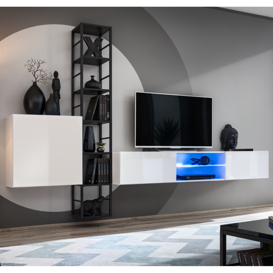 Meblościanka SWITCH SW M6 Biały / Czarny SWITCH METAL Podstawowe