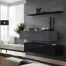 Zestaw dwóch szafek RTV SB2 Grafit / Czarny SWITCH GRAFIT / CZARNY Podstawowe