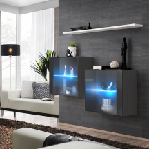 Zestaw dwóch witryn wiszących z oświetleniem SB3 Grafit / Biały SWITCH GRAFIT / BIAŁY Podstawowe