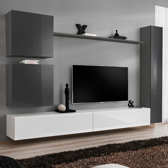 Meblościanka SWITCH SW 8 Grafit / Biały SWITCH GRAFIT / BIAŁY Podstawowe