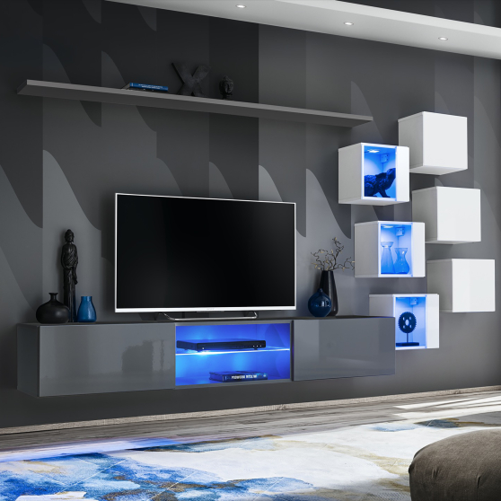 Meblościanka SWITCH SW 21 Grafit / Biały SWITCH GRAFIT / BIAŁY Podstawowe